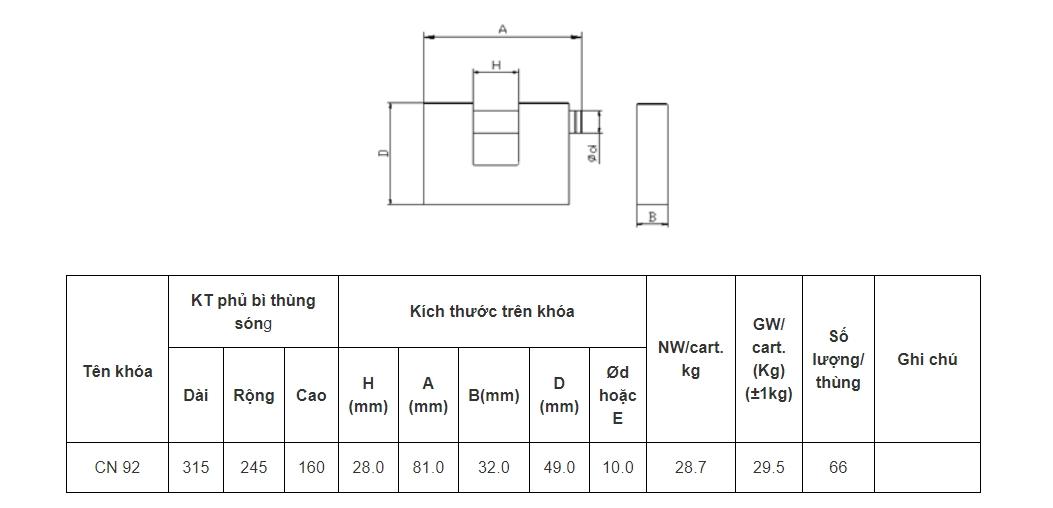 Ổ khoá việt tiệp cầu ngang gang 49 x 69 ống phi 10mm - BetterLife