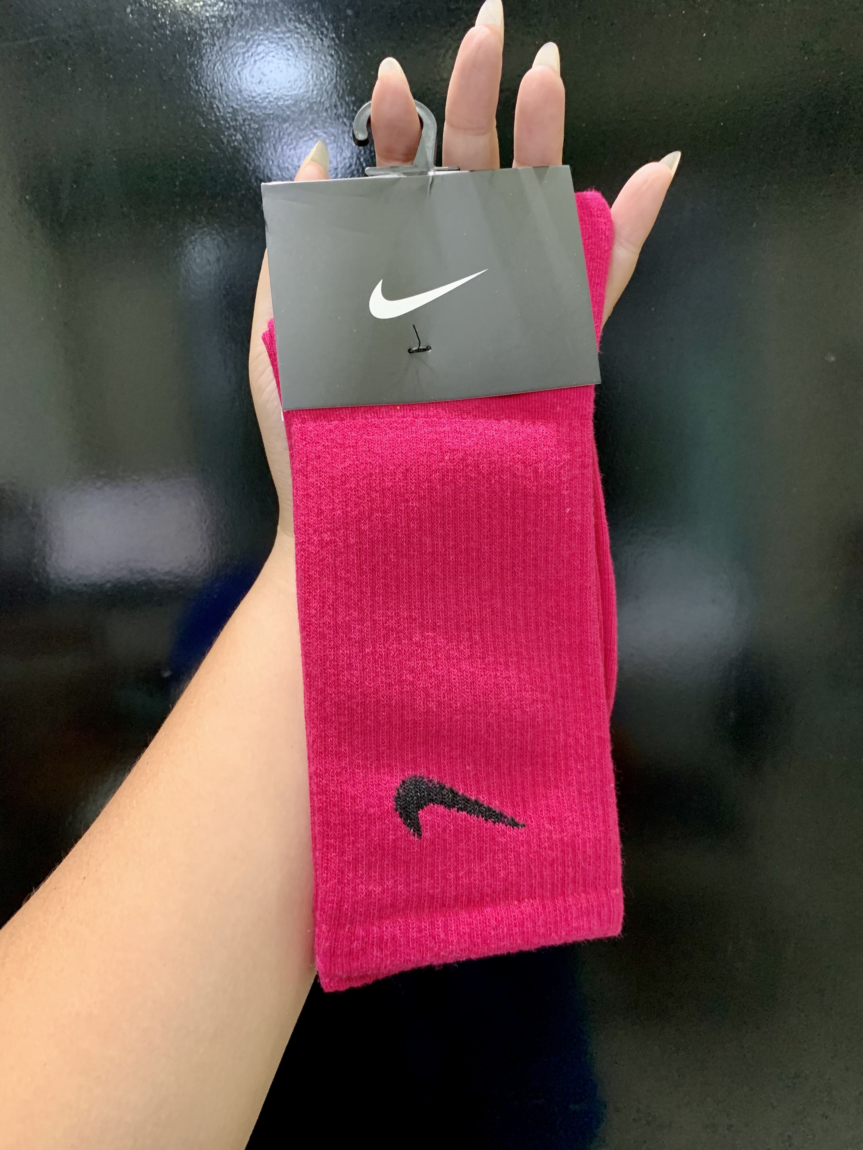 [HCM]Vớ Nike thể thao cổ cao màu hồng đậm