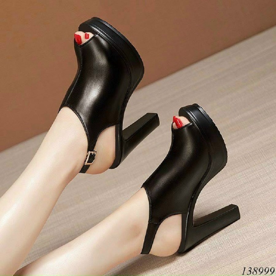 Giày sandal quai da bản dài 10p cao cấp
