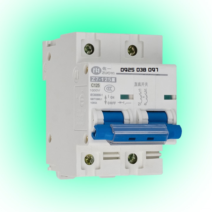 Cb dc 2p 125a 1000 vdc dùng cho acquy lưu trữ năng lượng mặt trời, pin lithium narada 700vdc, ups...tiêu chuẩn iso