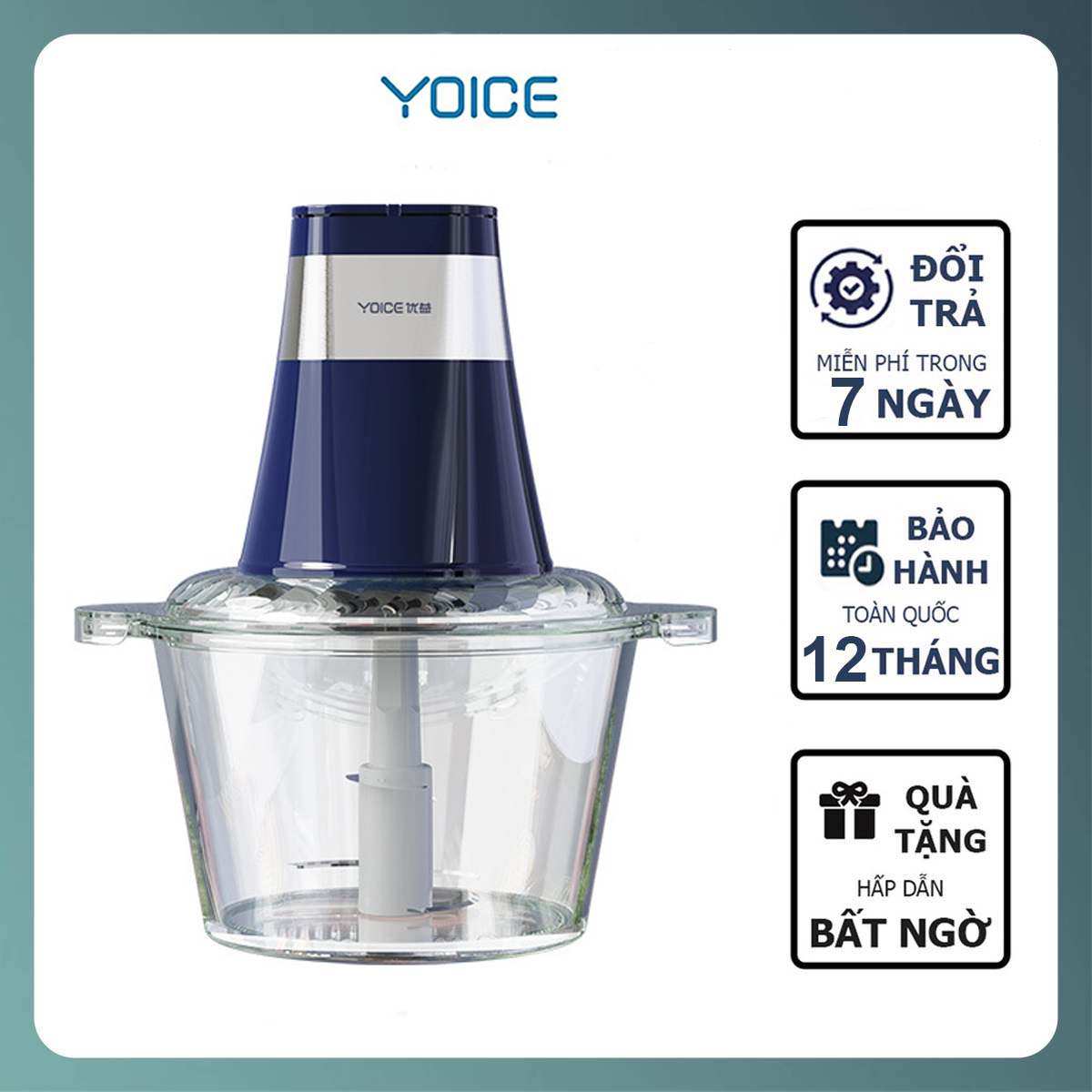 Máy xay thịt đa năng ,máy xay thịt yoice y-jr65 cối thủy tinh 2l- 300w - bh 12 tháng