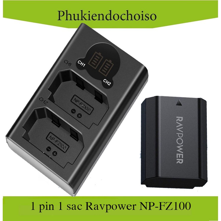 Bộ 1 pin 1 sạc máy ảnh Ravpower cho Sony NP-FZ100