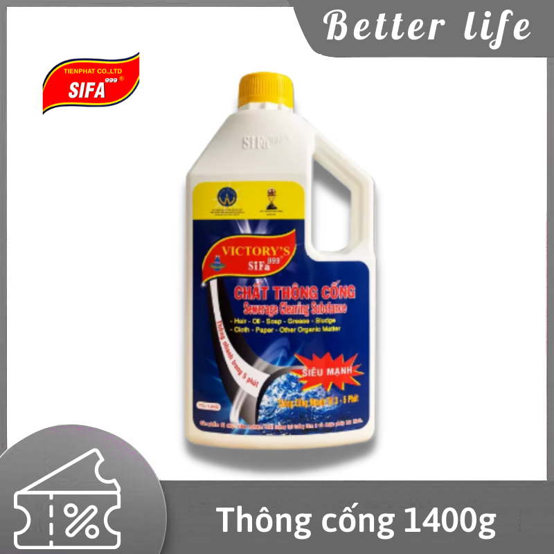 [HCM]Chất thông tắc cống chống hôi Siêu mạnh 5 phút 1400g Victory Sifa - BetterLife