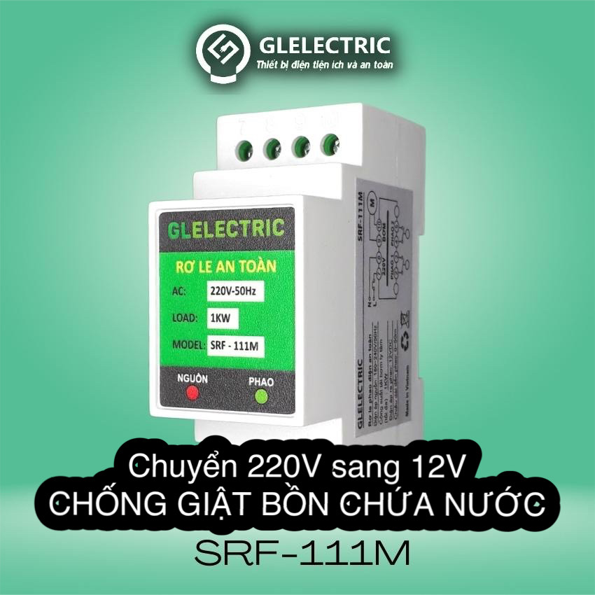 Rơ le chống giật phao điện cao cấp glelectric - rơ le chuyển điện 220v sang 12v chống giật trên phao điện bồn nước