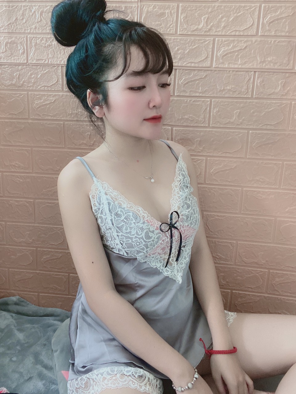 Bộ đùi satin, bộ mặc nhà tiểu thư phối ren