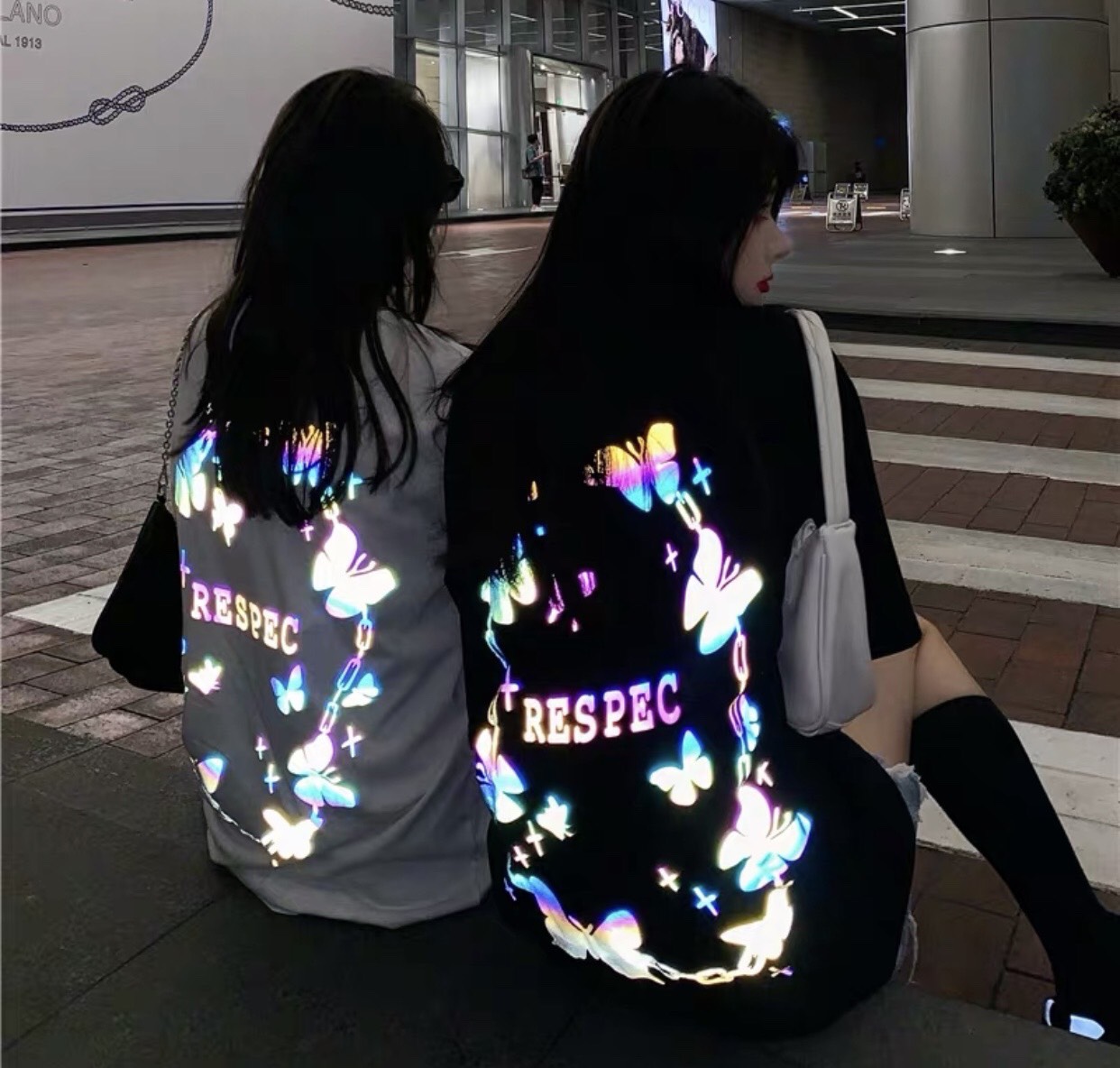 Áo thun tay lỡ phông rộng respect phản quang 7 màu thời trang unisex