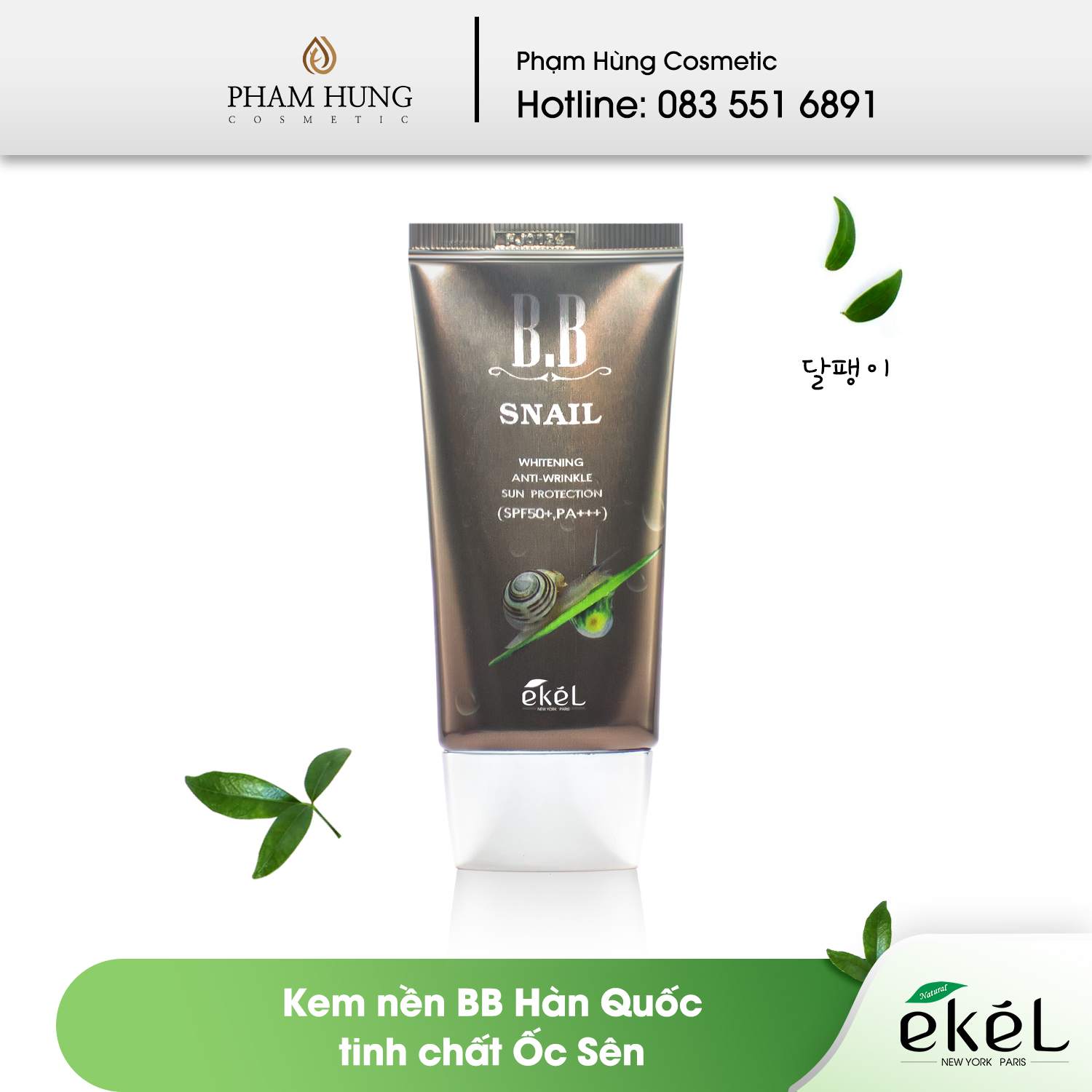 Kem nền chống nắng BB óc sên Ekel -BB Snail Whitening anti-wrinkle sun protection spf 50+