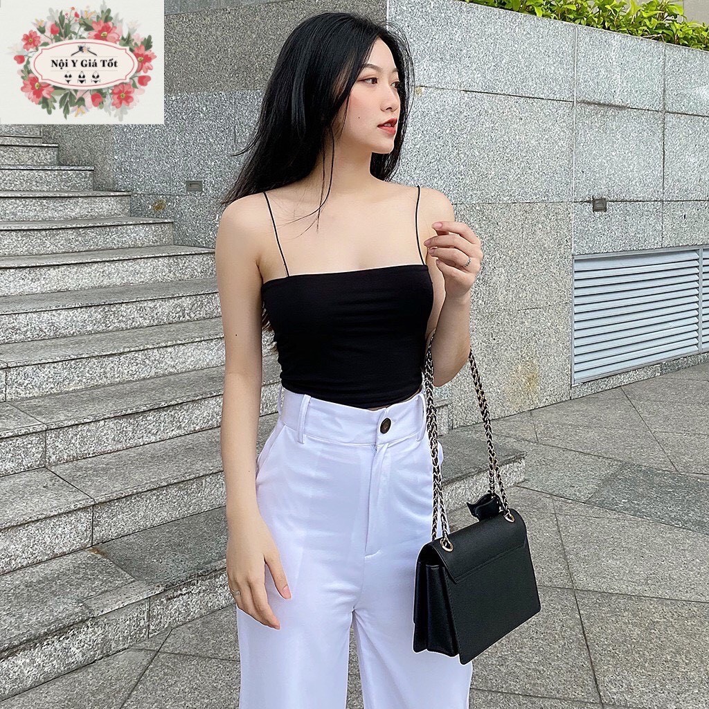 Áo 2 dây nữ, áo dây bún nữ dáng croptop co giãn 4 chiều