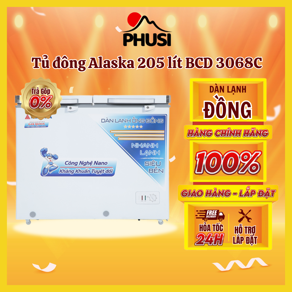 Tủ đông/mát alaska 250 lít bcd-3068c