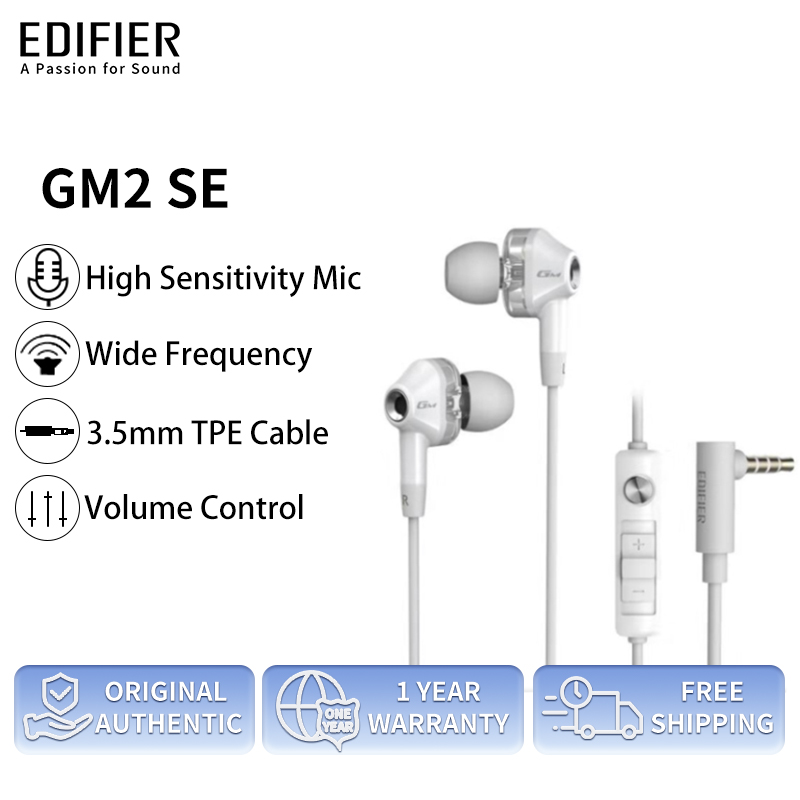 Tai nghe có dây Edifier GM2 SE 3.5mm Xịn Micro hát karaoke Rẻ nhất Thiết kế khử tiếng ồn Điều khiển âm lượng Giá rẻ Gamming Thiết kế nhẹ Nhét tai Headphone