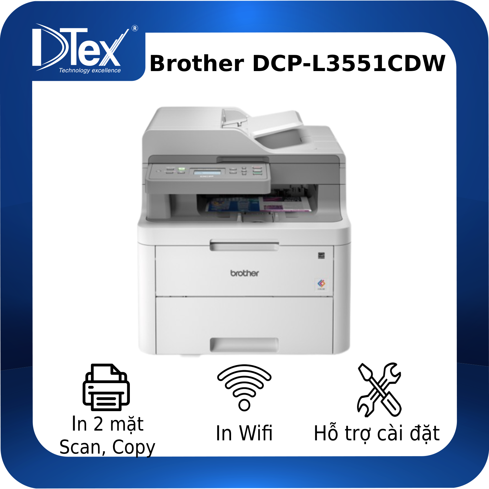 Máy in laser màu đa năng brother dcp-l3551cdw - hàng chính hãng