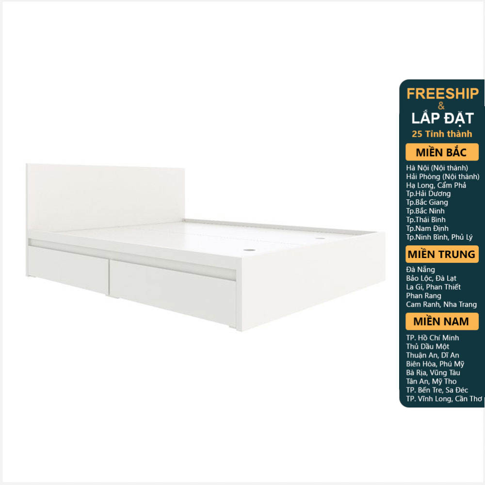 [Freeship 25 Tỉnh thành] MOLTENI, Giường ngủ 2 hộc tủ, 1m2 BED_001, 210x35cm, sản xuất bởi Scandi Home