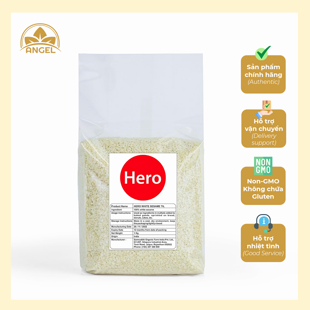 Mè trắng nguyên hạt còn vỏ nhập khẩu 100gr freeship max angel foods
