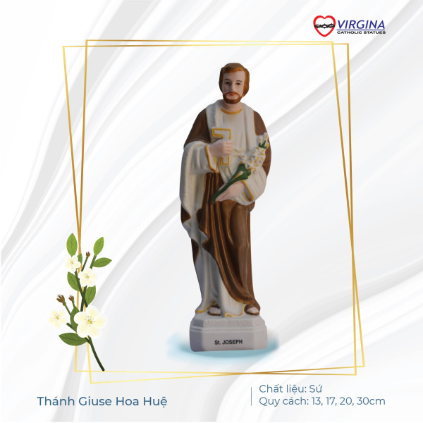 Tượng sứ - Thánh Giuse Hoa Huệ 17cm