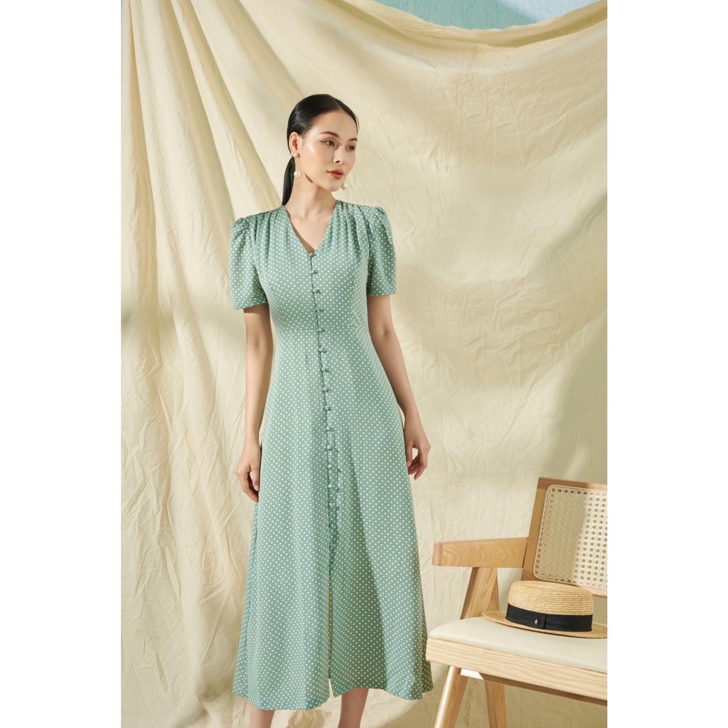 Váy chấm bi dáng dài nhẹ nhàng Jena Dress