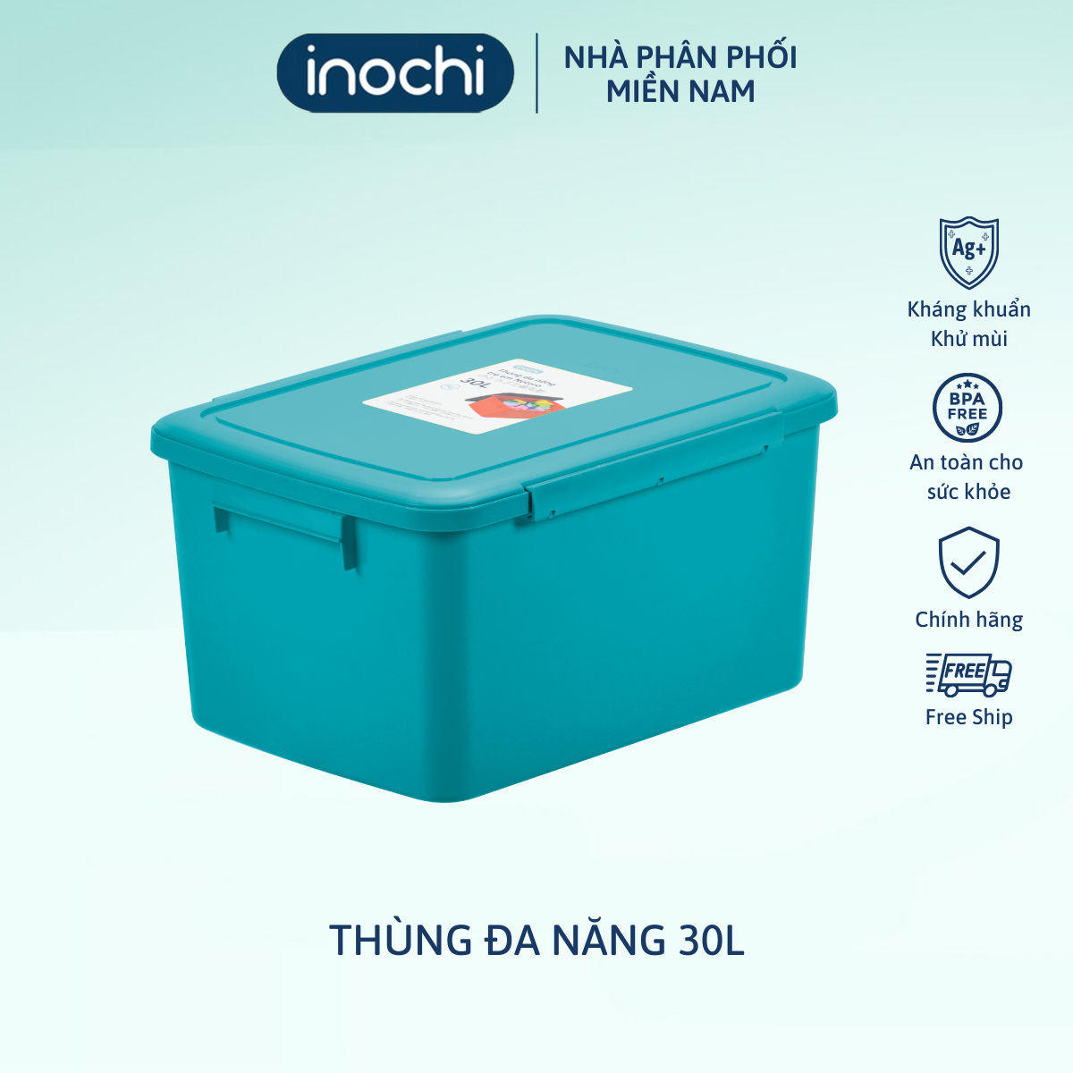 Thùng đa năng 30L inochi, thùng đựng đồ chơi có nắp, thùng đựng quần áo