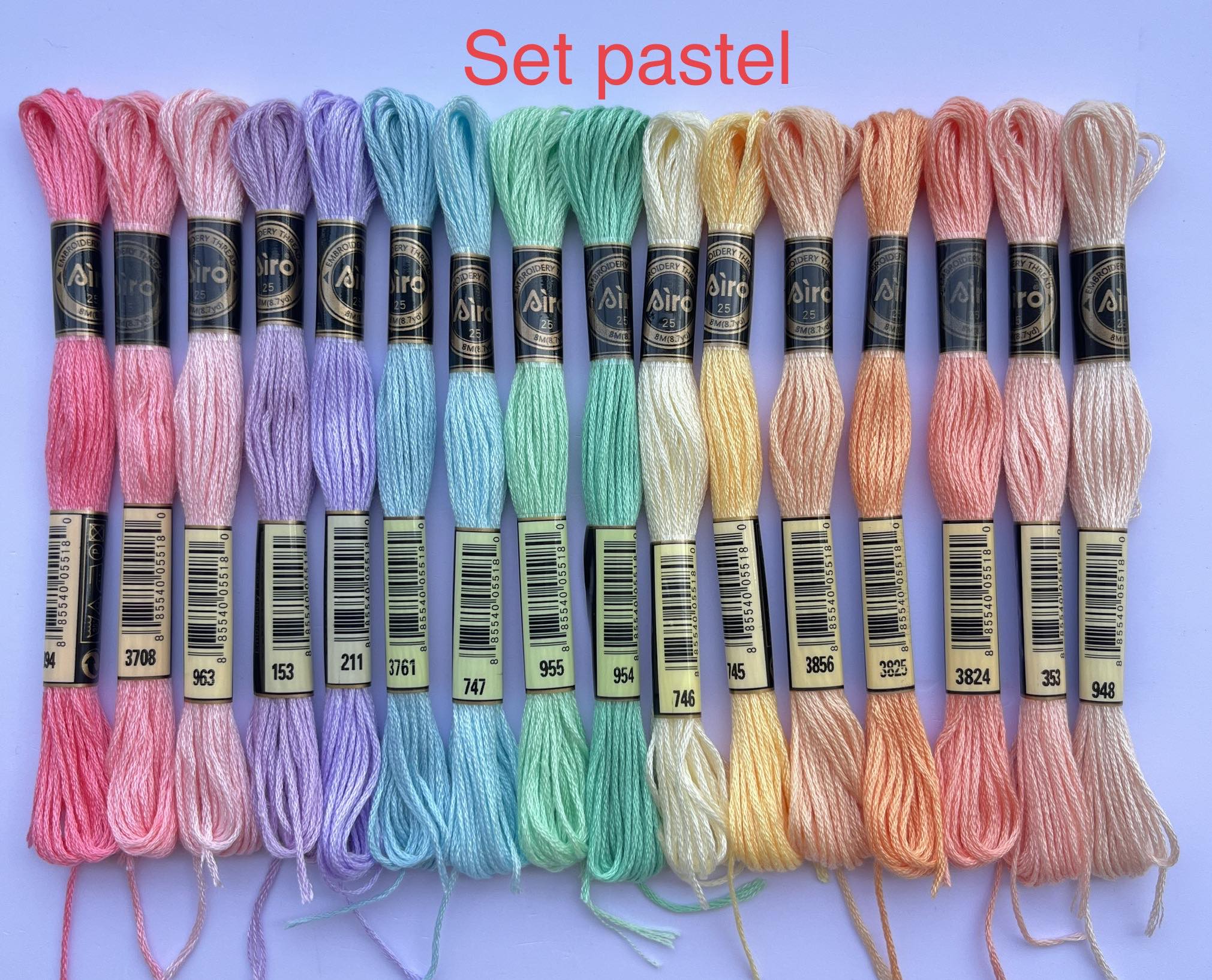 Set Chỉ Thêu Airo theo tông Pastel 16 màu