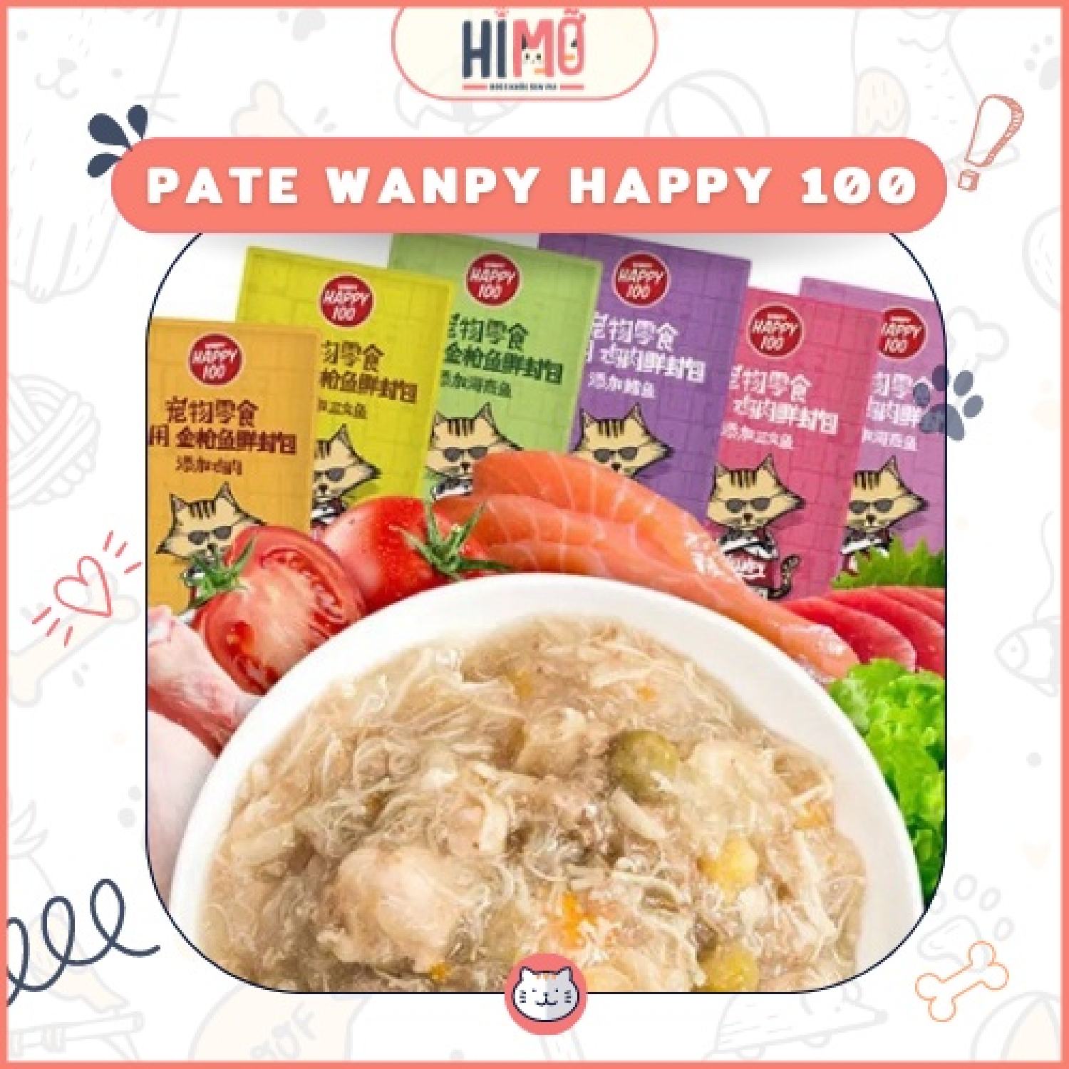 Pate wanpy happy 100 cho mèo gói 70g - Pate happy wanpy 100 ngon bổ rẻ bé mèo nào cũng mê