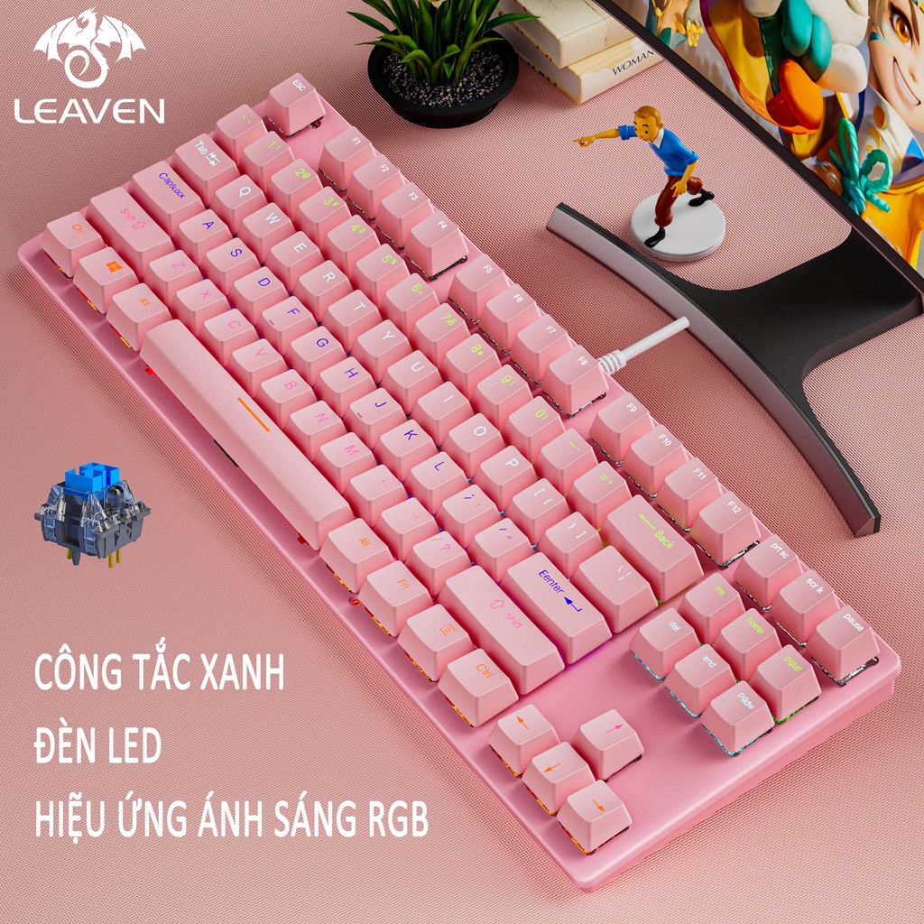 Bàn phím cơ LEAVEN K550 PRO LED RGB Gaming Giao hàng trong vòng 24 giờ bàn phím