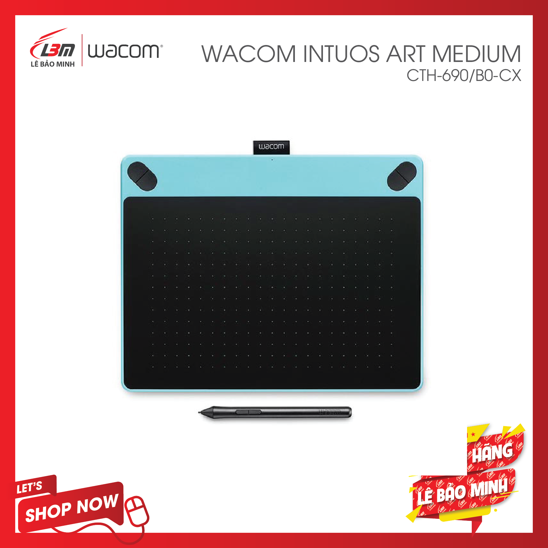 [Trả góp 0%] BẢNG VẼ ĐIỆN TỬ HIỆU WACOM INTUOS ART MEDIUM (MÀU XANH) CTH-690/B0-CX