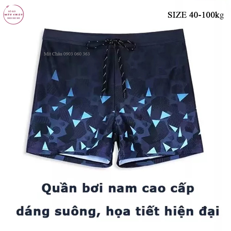 Quần bơi nam cao cấp, Đồ bơi nam, Quần bơi nam dạng đùi, 2 lớp đi biển, dây rút, big size - Đồ bơi Mít Châu