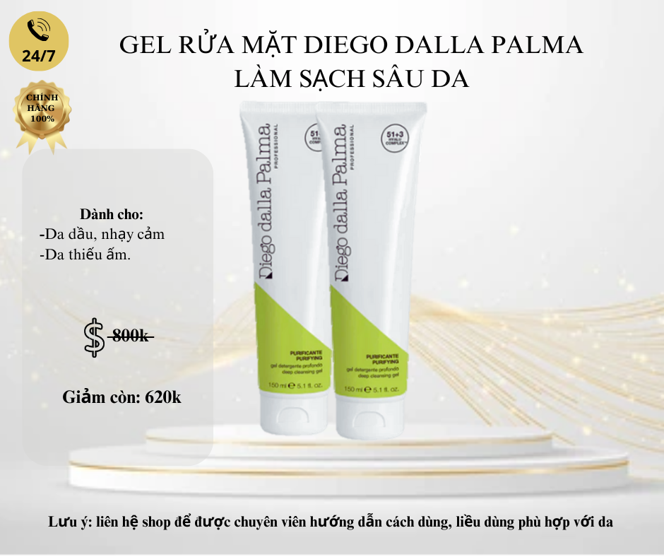 [HCM]Gel Rửa Mặt Ý Diego Dalla Palma - DÀNH CHO MỌI LOẠI DA KỂ CẢ DA HẠY CẢM DA ĐANG TRONG ĐIỀU TRỊ