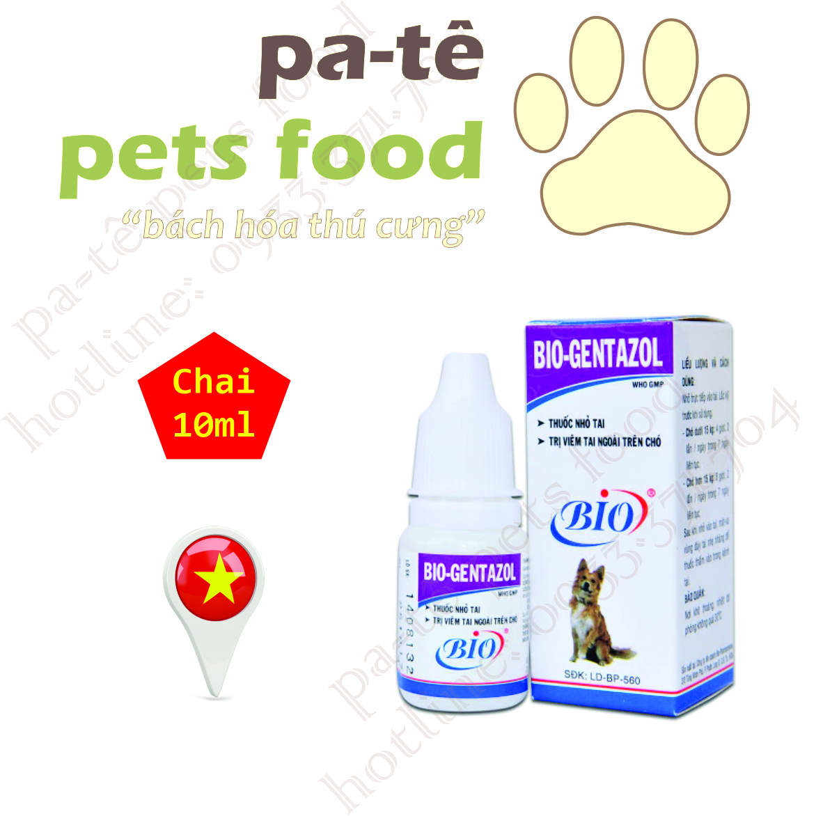 Nhỏ tai Bio Gentazol viêm tai dành cho chó mèo 10ml