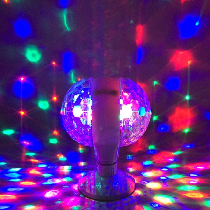 Đèn Led Xài Điện 2 Quả Cầu Xoay Đổi Màu Rotating Led Light Đèn Disco Mini Trang Trí Karaoke Sân Khấu