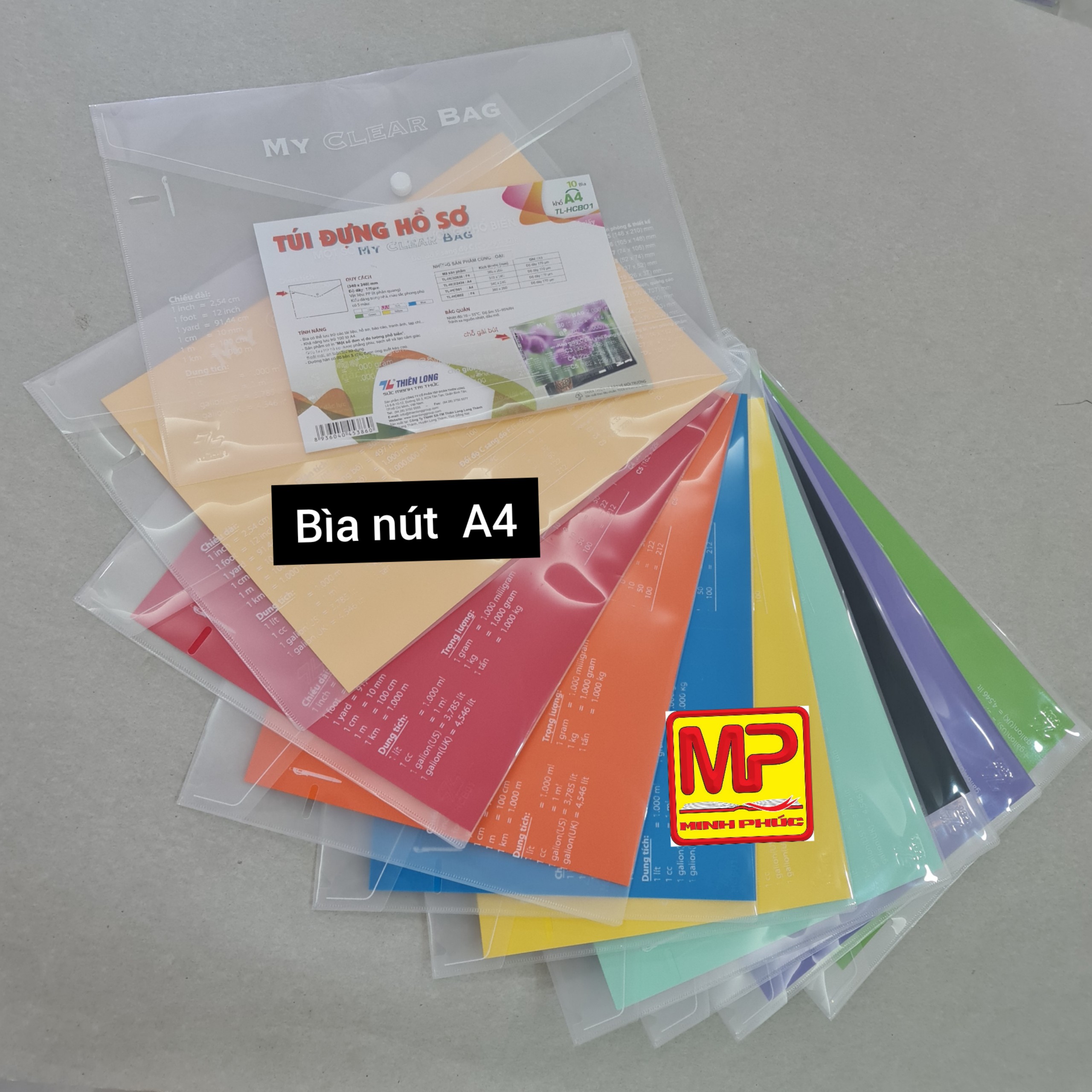 Bìa nút A4 Thiên Long HCB01 - Bìa trong suốt đựng tài liệu hồ sơ, bài kiểm tra, tranh ảnh, báo cáo- Dành Cho Văn Phòng Học Sinh | VPP Minh Phúc
