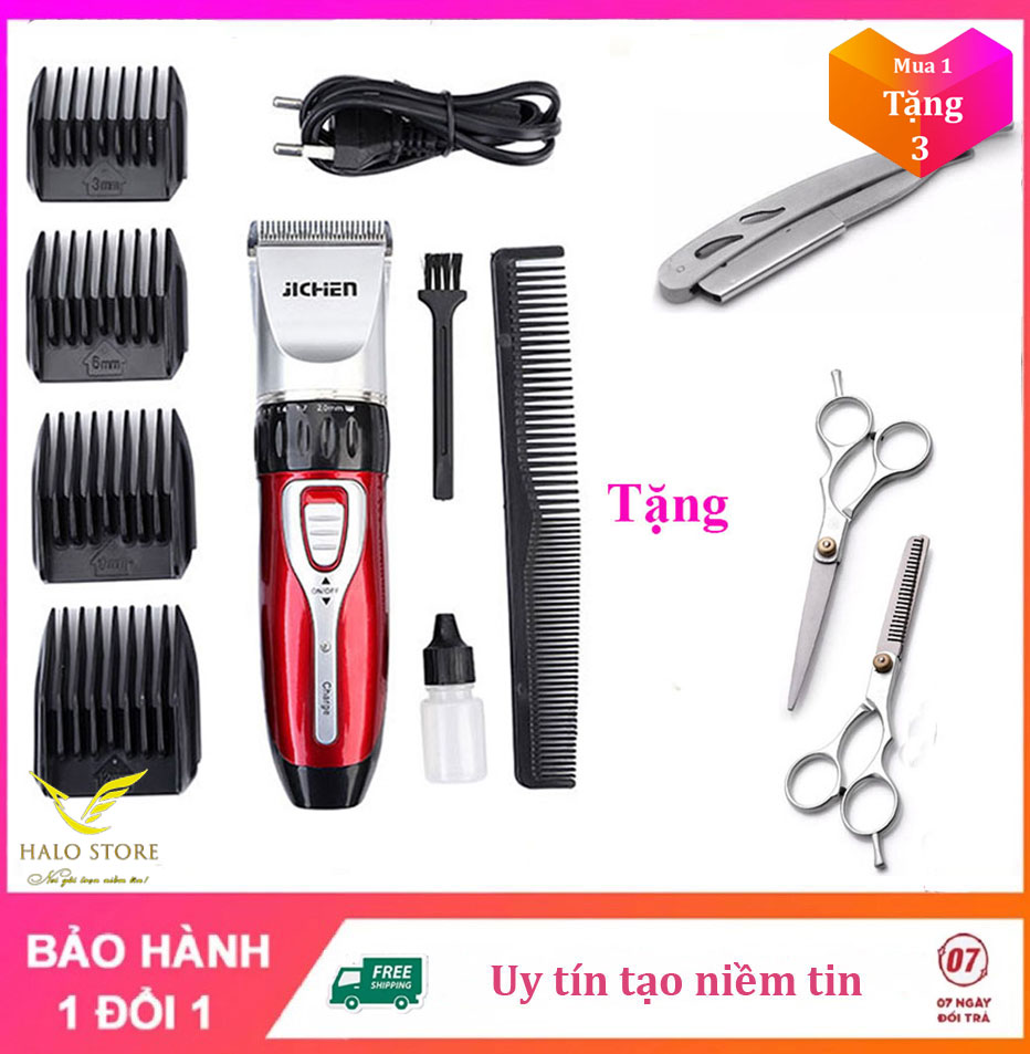 Tông Đơ Cắt Tóc Nam JC 0817 TẶNG Bộ Kéo Cắt Tỉa+ Dao Cạo Râu Đa Năng