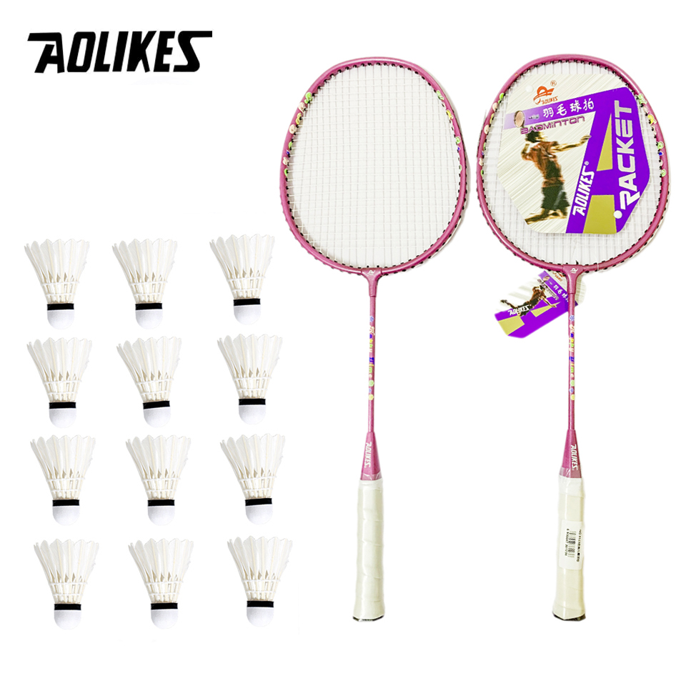 Combo 2 vợt cầu lông trẻ em AOLIKES A-8123 + hộp 12 quả cầu cao cấp