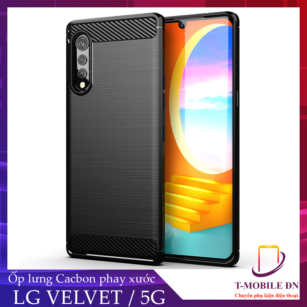 Ốp lưng LG Velvet 5G ốp silicone mềm Carbone phay xước chống sốc chống vân tay