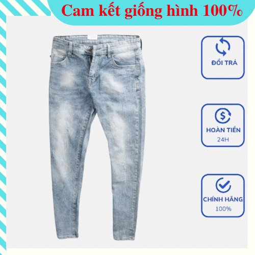 Quần Bò Nam Bạc Dáng Vừa Ống Côn Phong Cách trẻ trung năng động cam kết giống hình
