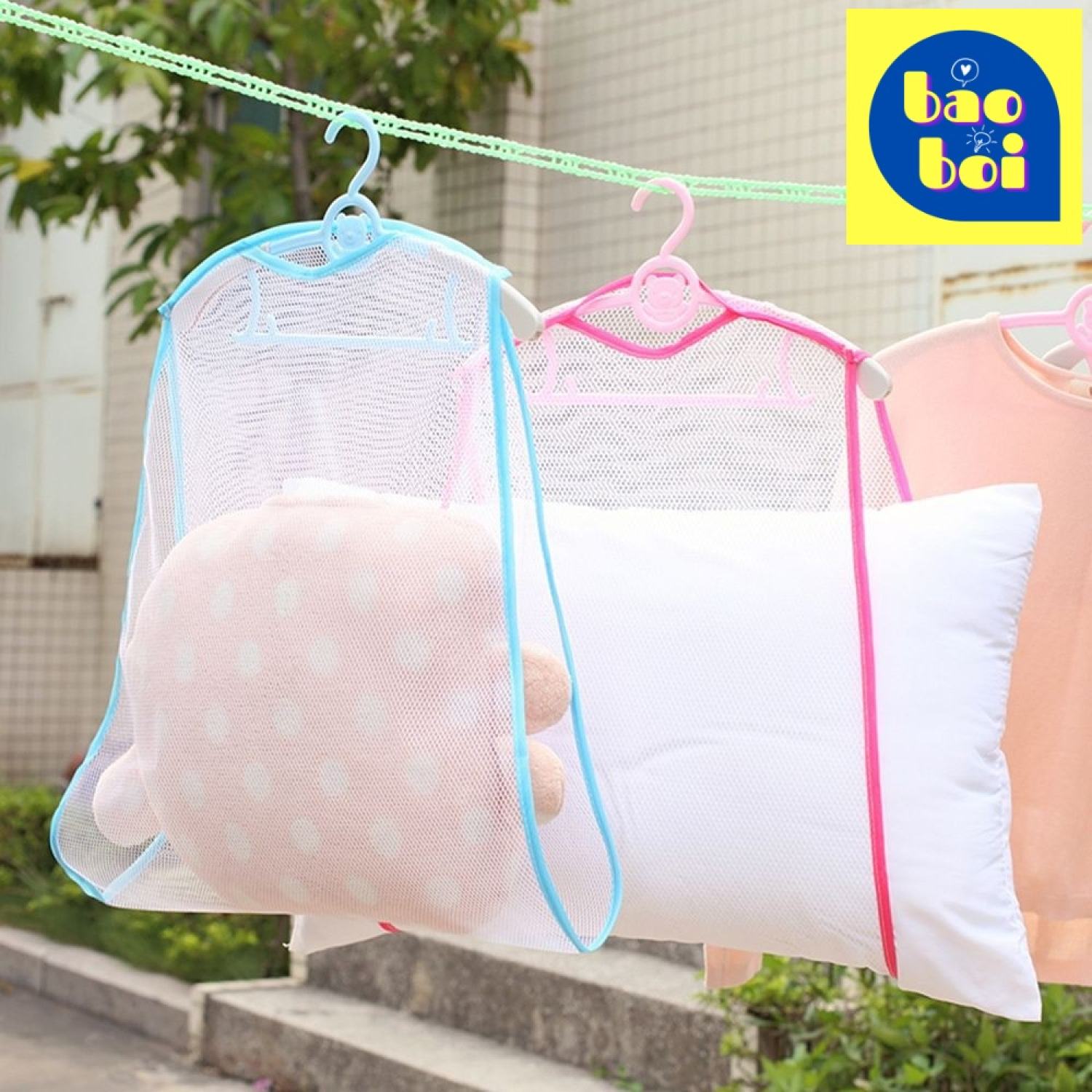 Túi lưới phơi gối, gấu bông đa năng