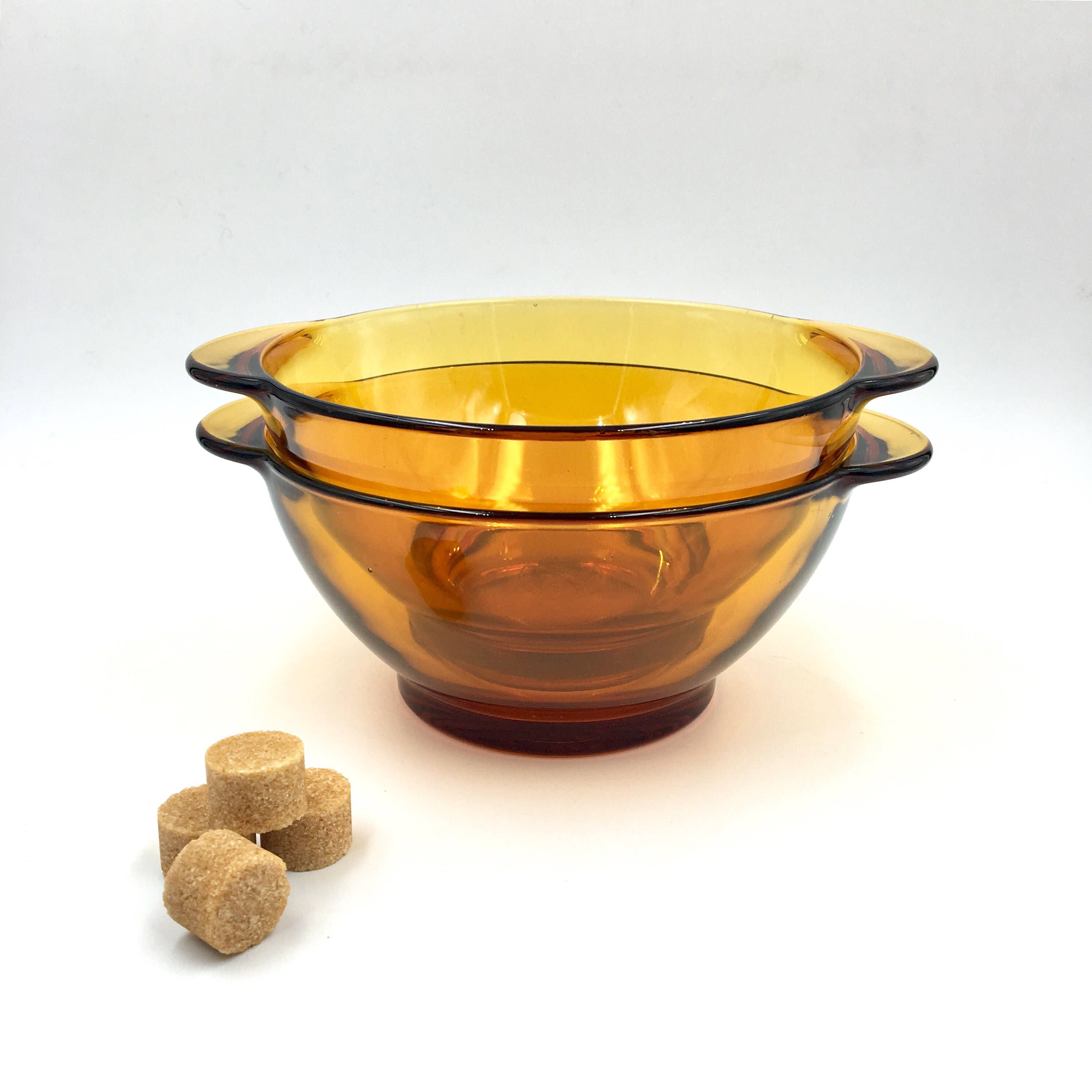 Bộ 4 tô có tay cầm D2005D Duralex - Lys vàng Amber 13.5cm Thủy tinh cường lực cao cấp Pháp
