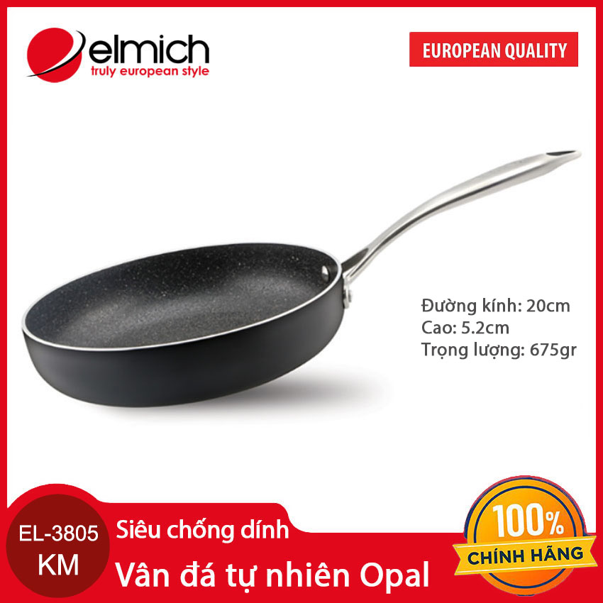 Chảo Vân Đá Tự Nhiên Chống Dính Elmich Opal EL-3805 KM hàng chính hãng, bảo hàng 5 năm