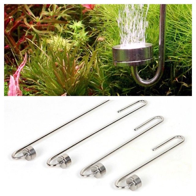 [HCM]Sủi Co2 Inox MUFAN | Cốc Sủi CO2 Siêu Mịn - Dạng Treo Cho Bể Thuỷ Sinh - Thanh 40cm