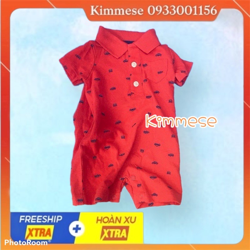 Romper Bộ Body Cho Bé Cotton Cter Đỏ Xe Ô Tô Nhỏ Cổ Bẻ - Body Đùi Cho Bé