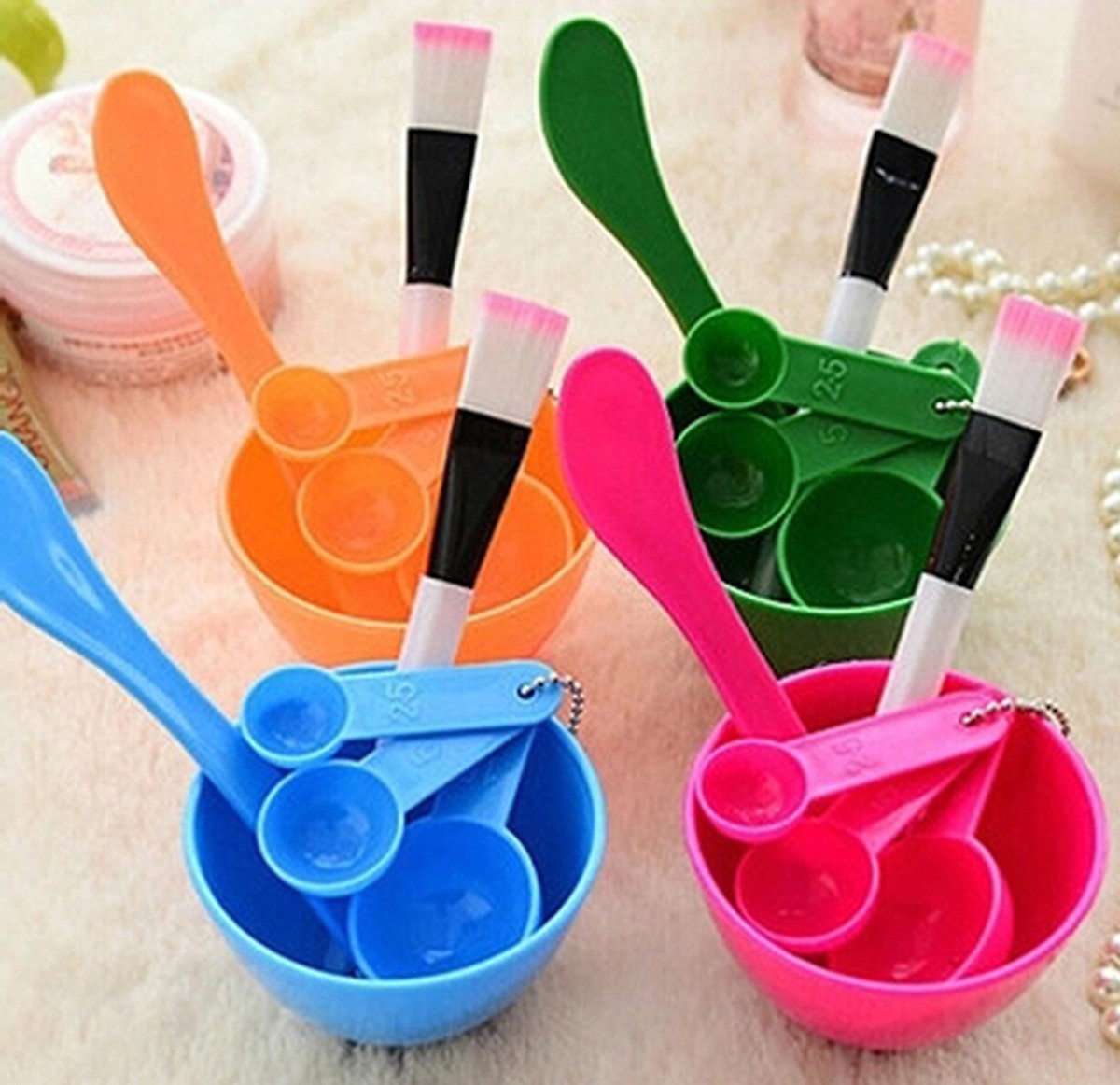 Bộ dụng cụ trộn mặt nạ - Bộ chén cọ dụng cụ trộn đắp mặt nạ 4 trong 1