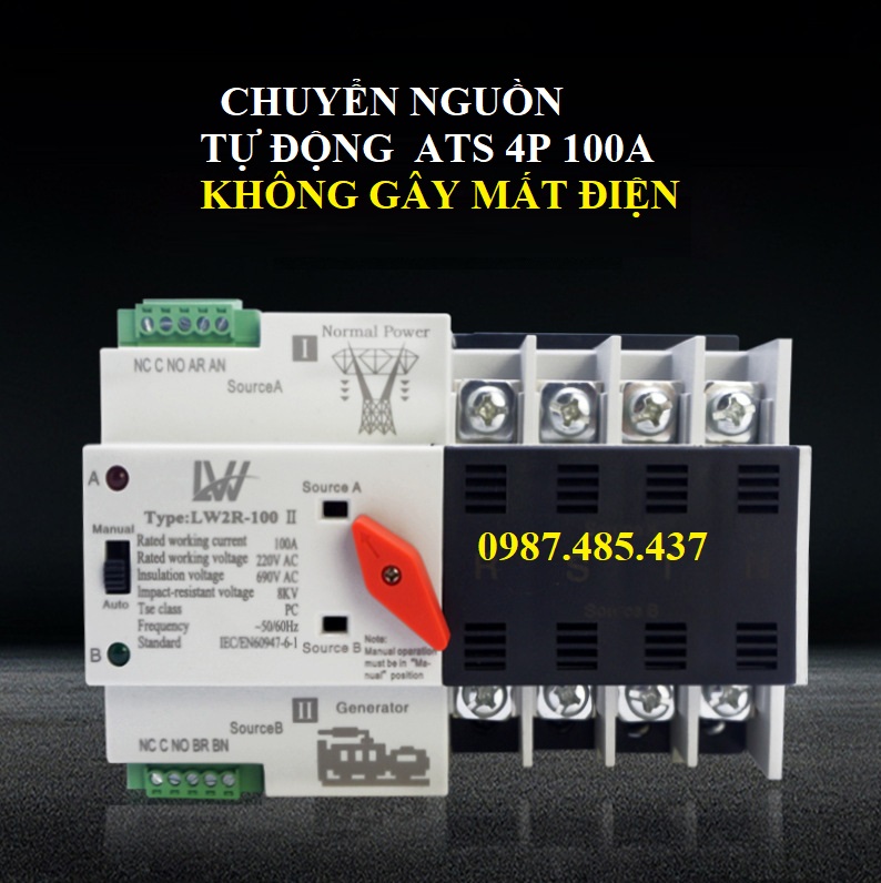 Chuyển nguồn tự động ATS 4P 100A - chuyển nguồn 3 pha không mất điện
