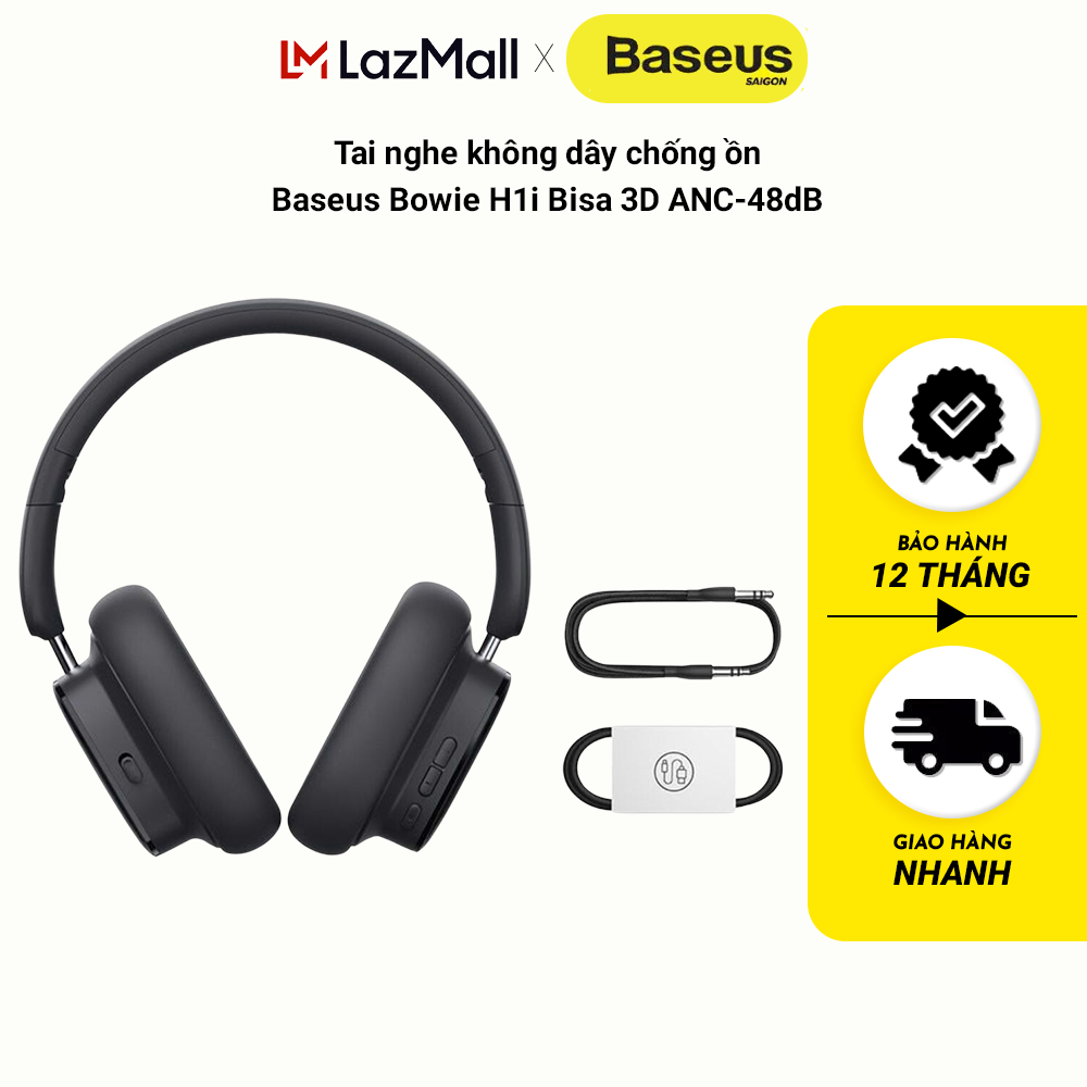 Tai nghe không dây chống ồn Baseus Bowie H1i Bisa 3D ANC-48dB
