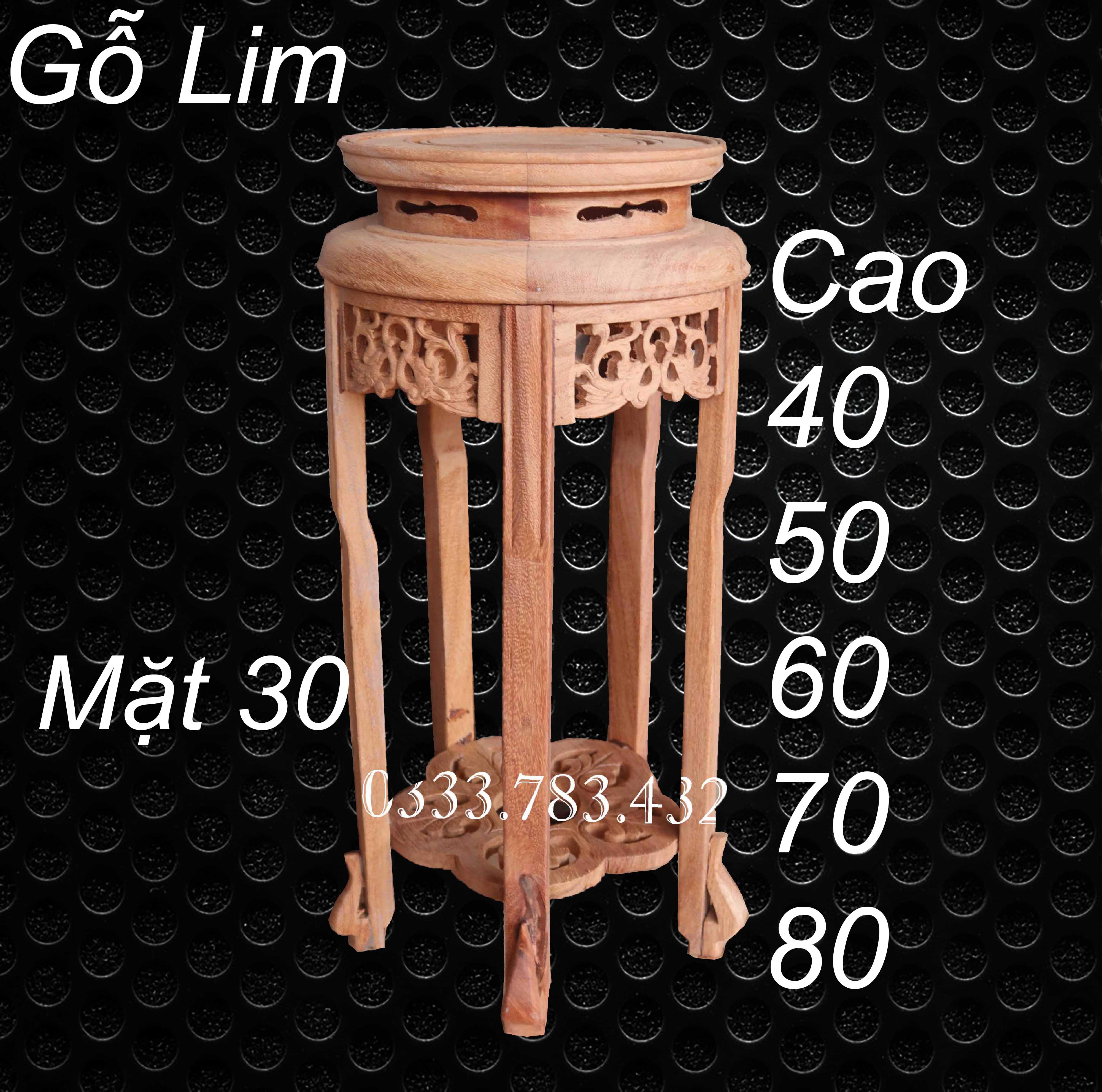 Đôn tròn phượng trang trí phòng khách gỗ lim mặt 30cm