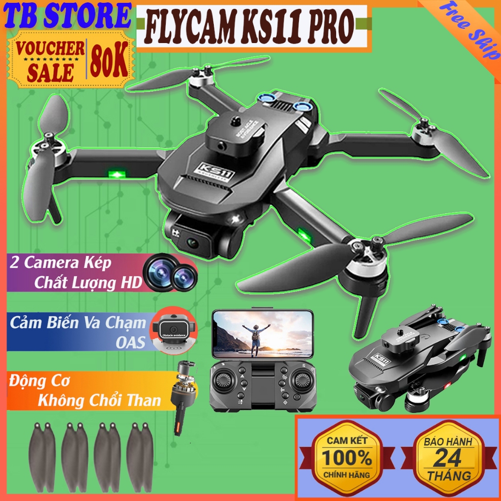 Flycam KS11 Pro Máy bay điều khiển từ xa 4 cánh Drone camera 4k Playcam Play camera hơn F11 Pro 4k Mavic 2 ProSG700 Air 2S P9