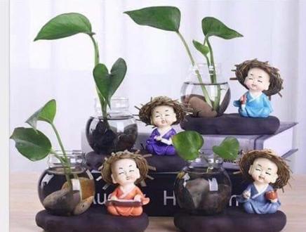 Bộ 4 chú tiểu đội nón rơm tứ không cute