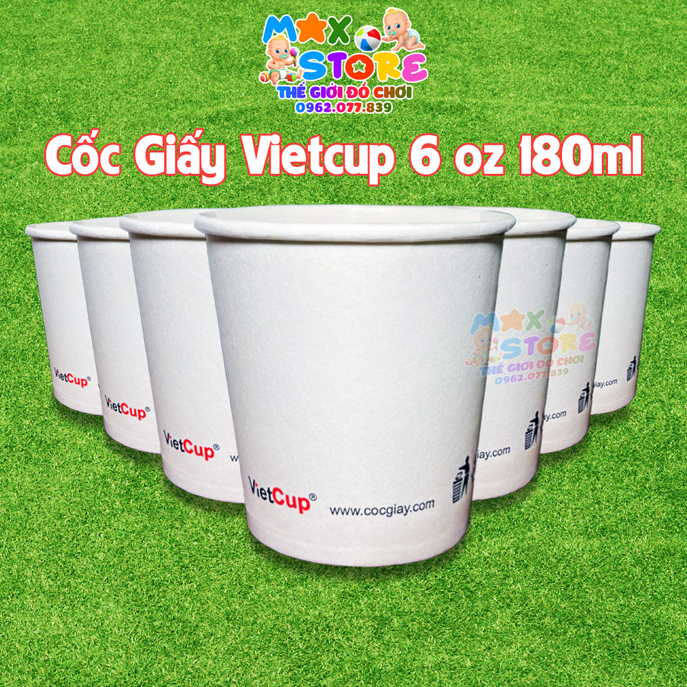 Bịch 50 cốc giấy, ly giấy Vietcup 6oz 180ml Không nắp