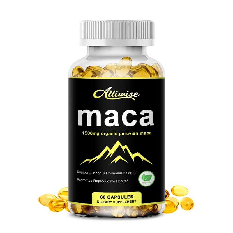 Organic Maca Root Capsules 1500mg with Peruvian Maca Root Powder & Black