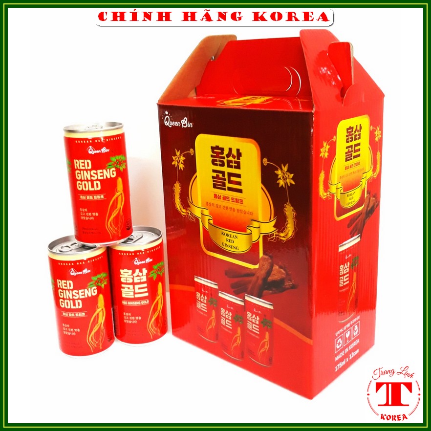 Nước hồng sâm hàn quốc chính hãng, hộp 12 lon x 175ml - Nước sâm lon giúp giải khát, phục hồi sức khỏe, thể lực, tranglinhkorea