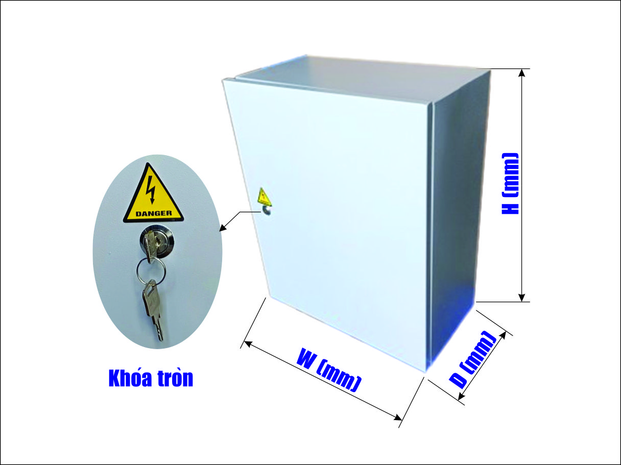 Tủ điện h400xw300xd150 sơn tĩnh điện - khóa tròn