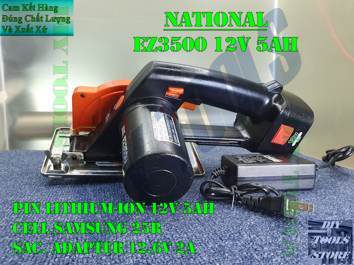 Máy Cưa Gỗ Cầm Tay National EZ3500 12v 5AH, Pin Cell Samsung 25R Chính Hãng, Máy Qua Sử Dụng 95% Hoạt Động Ổn Định Full Chức Năng (Máy Cưa Gỗ Cầm Tay)(DIY TOOLS)