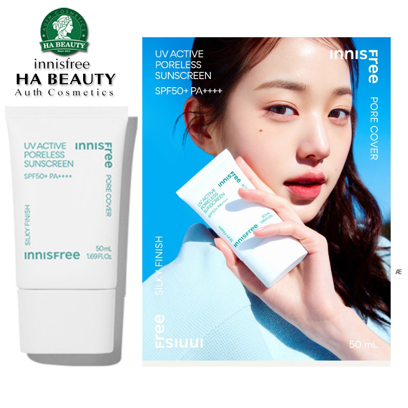 Kem chống nắng kiêm kem lót làm mịn lỗ chân lông innisfree UV Active Poreless Sunscreen SPF50+ PA++++ 50mL